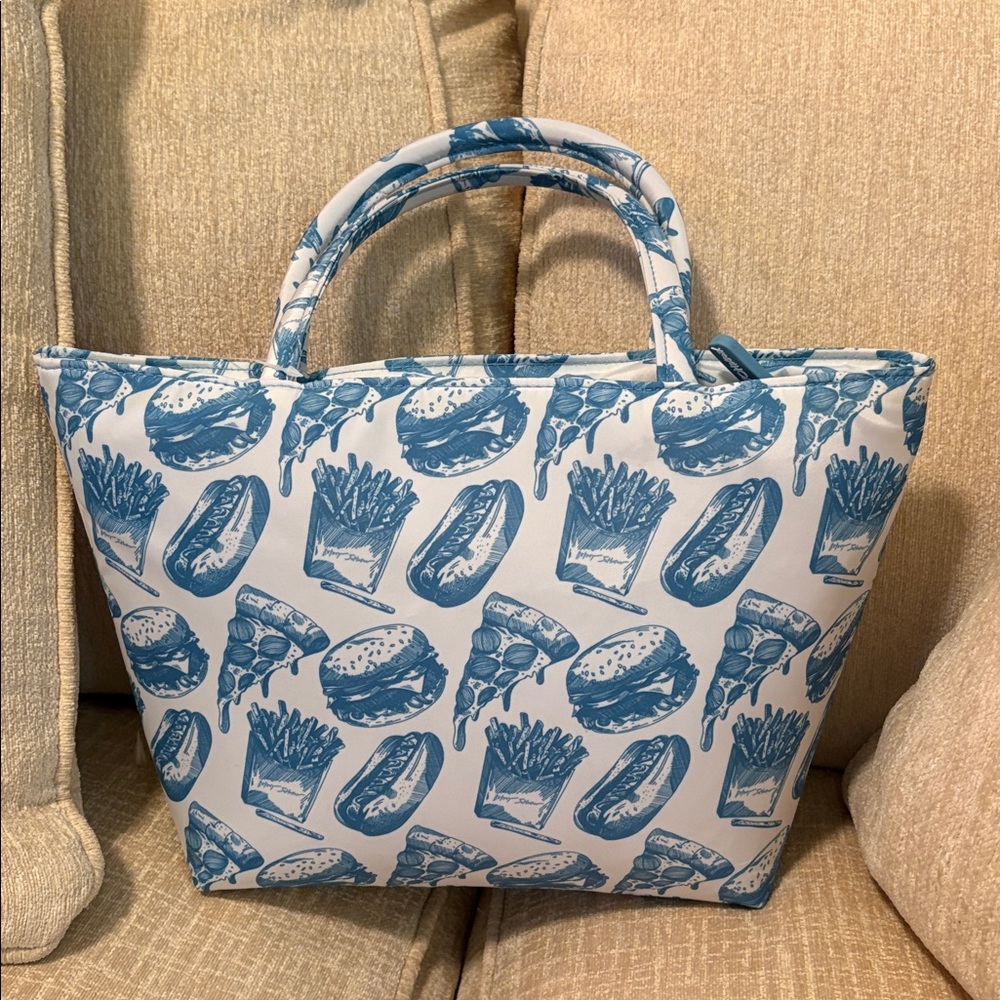 Betsey Johnson Blue Food Print Insulated Tote. - Picture 3 of 11